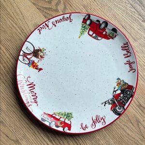 GANZ Festive Christmas Plate with Red Accents
